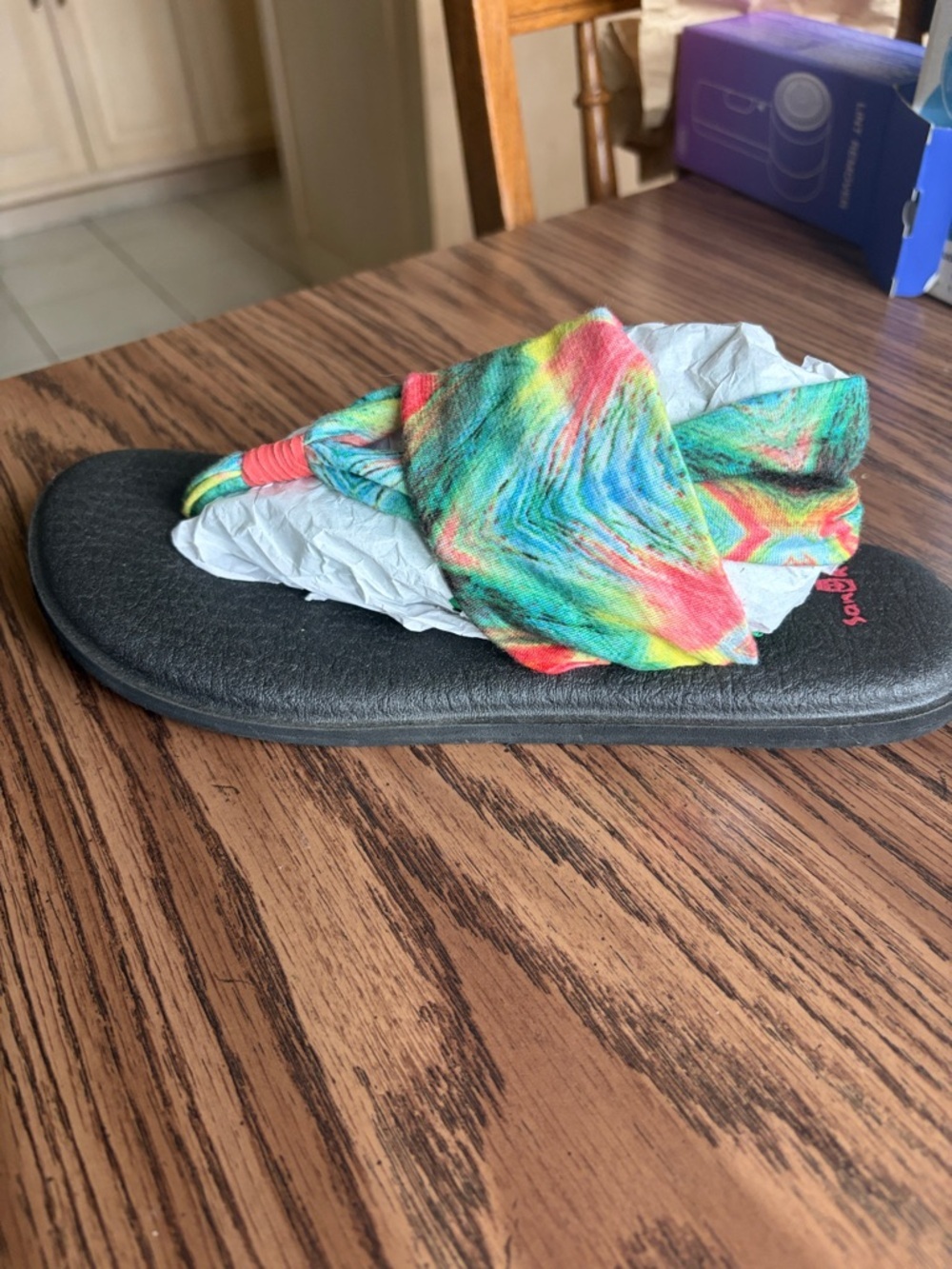Sanuk Yoga Sling 2 Sandals, Size 8 – Multi color Stretch Knit Black Foam Sole